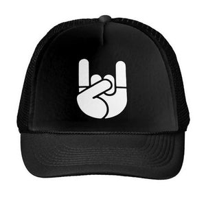 Rock Hand Stencil Letters Baseball Cap Trucker Hat For Women Men Unisex Mesh Adjustable Size Black White Drop Ship M-55