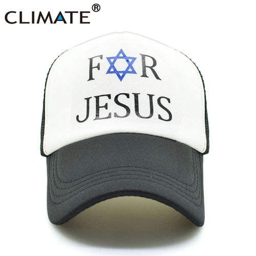 CLIMATE Men Women Summer Mesh Trucker Caps For Jesus Israel Black Cap Bible Church Hexagram Star of David Caps Hat For Christian