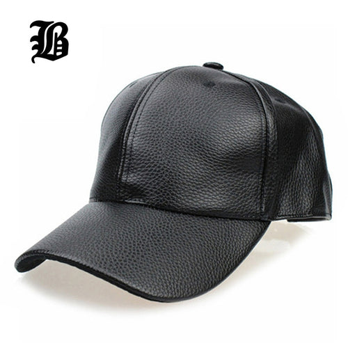 [FLB] 2017 NEW Black PU Leather Baseball Cap Hip Hop caps gorras Snapback Hat Trucker hats For Men women wholesale