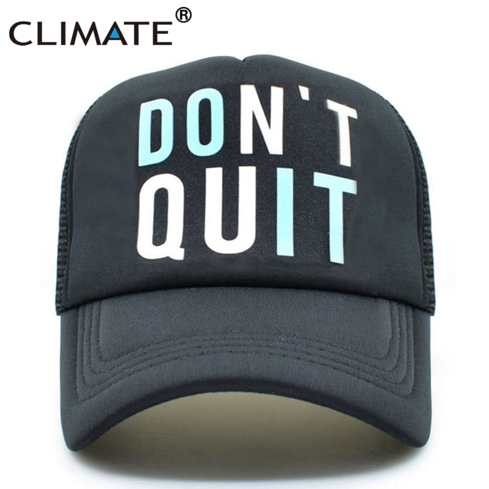 CLIMATE Men Women Summer Mesh Trucker Caps GYM Fitness Fans Black Cool Mesh Cap Do It Don't Quit Bodybuilding Muscle Caps Hat