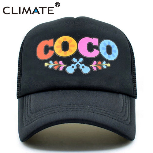 CLIMATE Men Women Summer Trucker Cap Moive COCO Mesh Caps Remember Me Guitar Mexico Mexican Day of the Dead Cool Net Caps Hat