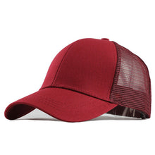 Load image into Gallery viewer, [FLB] Summer Mesh Cap Ponytail Caps Messy Buns Trucker Plain Baseball Cap Fashion Snapback Sports Hats For Women Man F144