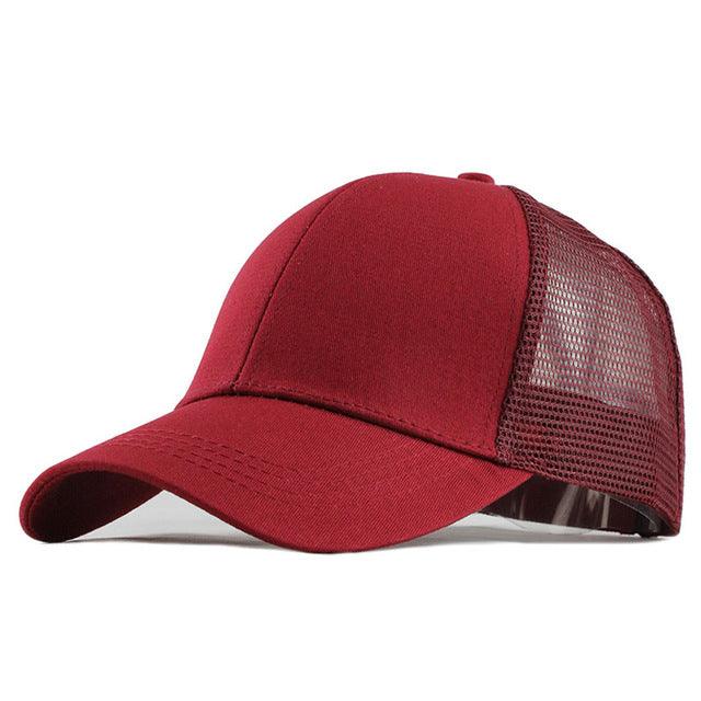 [FLB] Summer Mesh Cap Ponytail Caps Messy Buns Trucker Plain Baseball Cap Fashion Snapback Sports Hats For Women Man F144