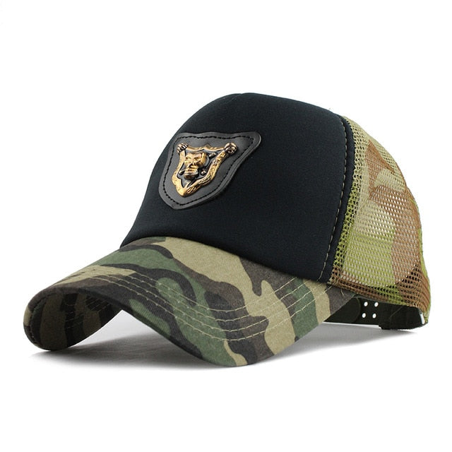 [FLB] Casual skull Baseball Cap Dad Hat Trucker mesh Cap Sports Beach Summer Fashion Hats For Women Men Casquette hat