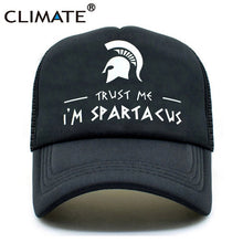 Load image into Gallery viewer, CLIMATE Men New Trucker Caps Spatacus Spartak Cool Black Caps Hot Summer I Am Spatacus Spartan Baseball Mesh Net Trucker Cap Hat