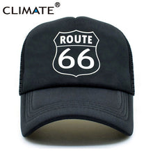 Load image into Gallery viewer, CLIMATE Men Women New Summer Trucker Caps ROUTE 66 Cool Summer Black Adult Cool Baseball Mesh Net Trucker Caps Hat for Men Adult