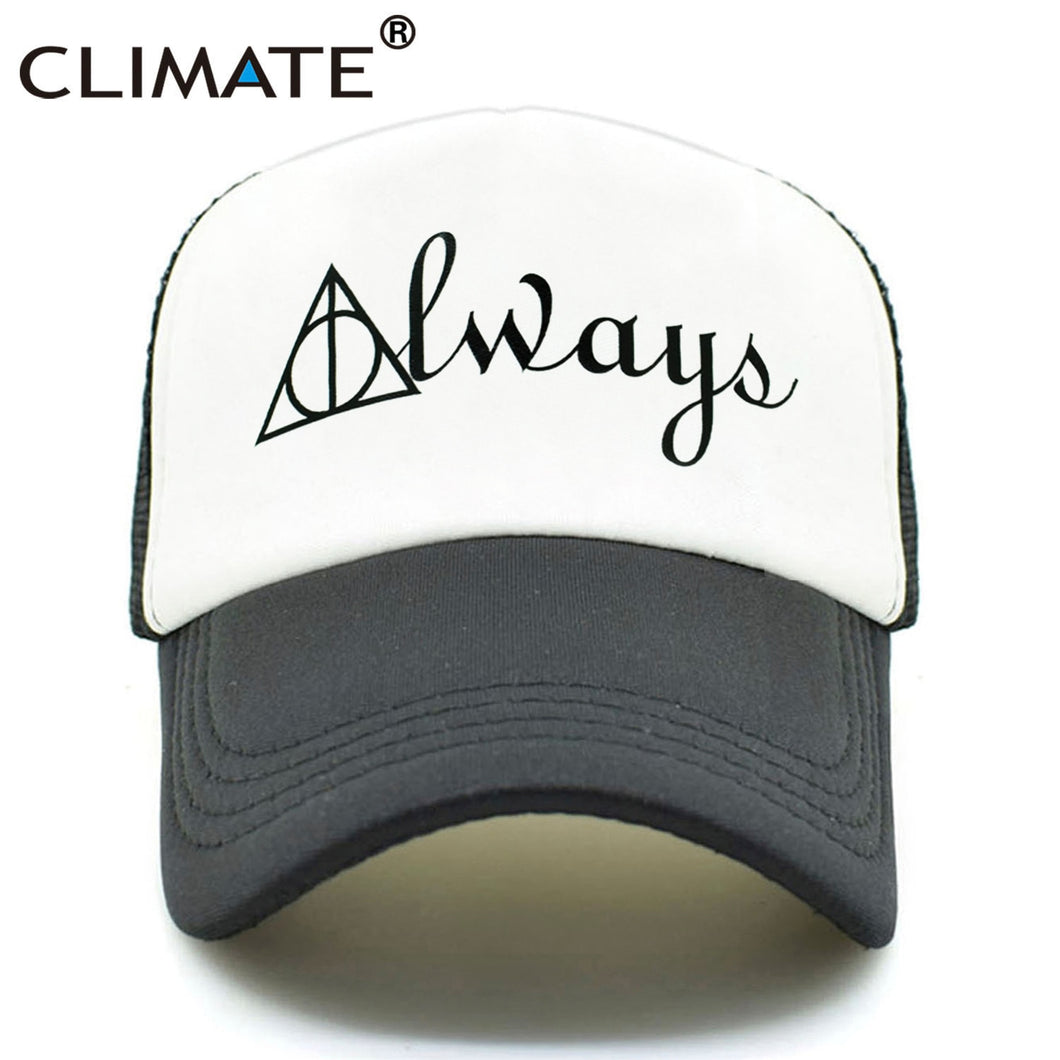 CLIMATE Men Women Trucker Caps Harry Potter Fans Always Caps Cool Summer Trucker Caps Always Harry Potter Mesh Baseball Caps Hat