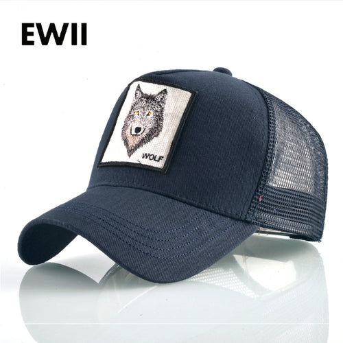 Summer trucker cap mesh snapback hip hop hats for men wolf embroidery baseball caps women full dad hat men bone feminino