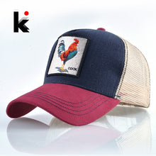 Load image into Gallery viewer, Top Fashion Baseball Cap For Men Women Summer Mesh Embroidery Cock Trucker Bones Snapback Hip Hop Hat Casual Cotton Casquette