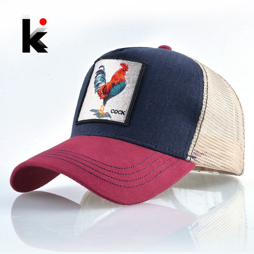 Top Fashion Baseball Cap For Men Women Summer Mesh Embroidery Cock Trucker Bones Snapback Hip Hop Hat Casual Cotton Casquette