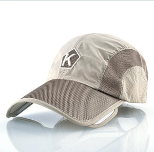 Summer Baseball Cap Men Women Retractable Visor K Embroidery Snapback Mesh Hat Fishing Riding Quick-Dry Bone Trucker Casquette