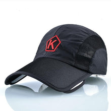 Load image into Gallery viewer, Summer Baseball Cap Men Women Retractable Visor K Embroidery Snapback Mesh Hat Fishing Riding Quick-Dry Bone Trucker Casquette