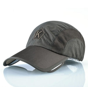 Summer Baseball Cap Men Women Retractable Visor K Embroidery Snapback Mesh Hat Fishing Riding Quick-Dry Bone Trucker Casquette