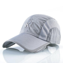 Load image into Gallery viewer, Summer Baseball Cap Men Women Retractable Visor K Embroidery Snapback Mesh Hat Fishing Riding Quick-Dry Bone Trucker Casquette