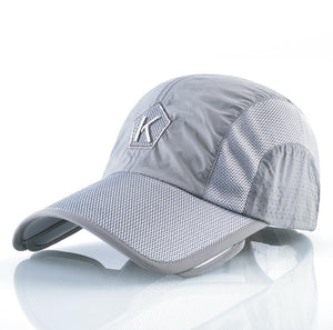 Summer Baseball Cap Men Women Retractable Visor K Embroidery Snapback Mesh Hat Fishing Riding Quick-Dry Bone Trucker Casquette