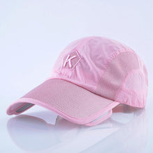 Load image into Gallery viewer, Summer Baseball Cap Men Women Retractable Visor K Embroidery Snapback Mesh Hat Fishing Riding Quick-Dry Bone Trucker Casquette