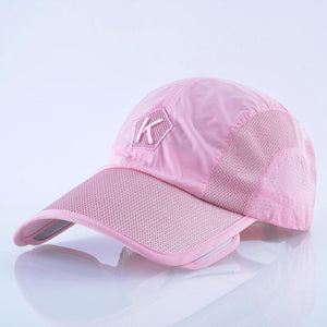 Summer Baseball Cap Men Women Retractable Visor K Embroidery Snapback Mesh Hat Fishing Riding Quick-Dry Bone Trucker Casquette