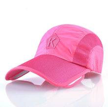 Load image into Gallery viewer, Summer Baseball Cap Men Women Retractable Visor K Embroidery Snapback Mesh Hat Fishing Riding Quick-Dry Bone Trucker Casquette