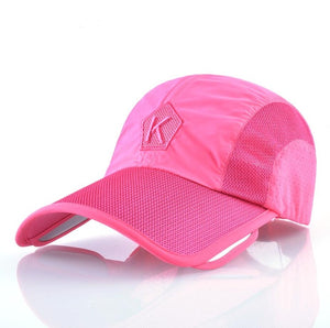 Summer Baseball Cap Men Women Retractable Visor K Embroidery Snapback Mesh Hat Fishing Riding Quick-Dry Bone Trucker Casquette