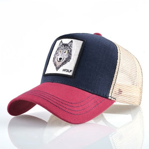 Summer trucker cap mesh snapback hip hop hats for men wolf embroidery baseball caps women full dad hat men bone feminino