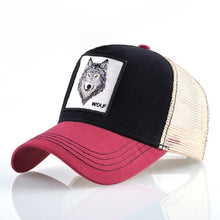 Load image into Gallery viewer, Summer trucker cap mesh snapback hip hop hats for men wolf embroidery baseball caps women full dad hat men bone feminino