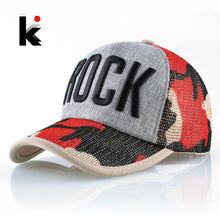 Load image into Gallery viewer, Summer Mesh Baseball Cap Women Fashion ROCK Letter Hat For Men Cotton Linen Snapback Hip Hop Casquette Trucker Bone Drake Gorras
