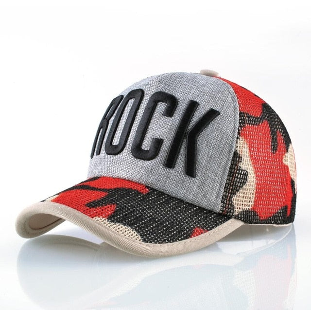 Summer Mesh Baseball Cap Women Fashion ROCK Letter Hat For Men Cotton Linen Snapback Hip Hop Casquette Trucker Bone Drake Gorras