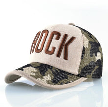 Load image into Gallery viewer, Summer Mesh Baseball Cap Women Fashion ROCK Letter Hat For Men Cotton Linen Snapback Hip Hop Casquette Trucker Bone Drake Gorras