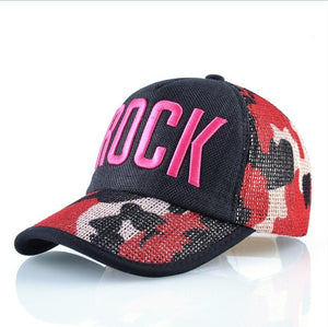 Summer Mesh Baseball Cap Women Fashion ROCK Letter Hat For Men Cotton Linen Snapback Hip Hop Casquette Trucker Bone Drake Gorras