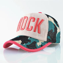 Load image into Gallery viewer, Summer Mesh Baseball Cap Women Fashion ROCK Letter Hat For Men Cotton Linen Snapback Hip Hop Casquette Trucker Bone Drake Gorras