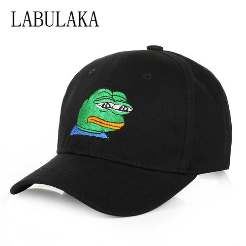 Emoji Frog Baseball Cap Adjustable Trucker Hat Summer Cartoon Hip Hop Snapback Hats For Men Sad Frog Embroidery Strap back Cap