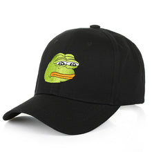 Load image into Gallery viewer, Emoji Frog Baseball Cap Adjustable Trucker Hat Summer Cartoon Hip Hop Snapback Hats For Men Sad Frog Embroidery Strap back Cap