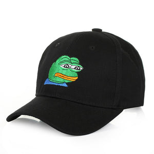 Emoji Frog Baseball Cap Adjustable Trucker Hat Summer Cartoon Hip Hop Snapback Hats For Men Sad Frog Embroidery Strap back Cap