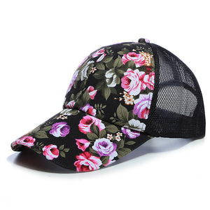 Summer Floral Baseball Cap Mesh Snapback Trucker Hats For Women Hip Hop Girls Hat Fashion Print Sun Hat Cotton Outdoor Sport Cap