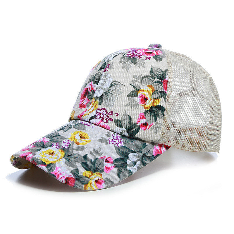 Summer Floral Baseball Cap Mesh Snapback Trucker Hats For Women Hip Hop Girls Hat Fashion Print Sun Hat Cotton Outdoor Sport Cap