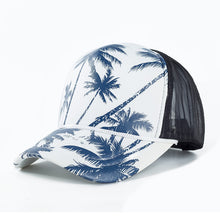 Load image into Gallery viewer, Summer Mesh Hat Cotton Baseball Cap Women Men Coconut Tree Print Sun Visor Caps Casual Trucker Dad Hat Adjustable Snapback Cap