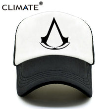 Load image into Gallery viewer, CLIMATE Assassins Creed Trucker Caps Hat Men New Cool Summer Baseball Caps Hats Hot Mesh Net Trucker Baseball Cap Hat for Men