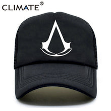 Load image into Gallery viewer, CLIMATE Assassins Creed Trucker Caps Hat Men New Cool Summer Baseball Caps Hats Hot Mesh Net Trucker Baseball Cap Hat for Men