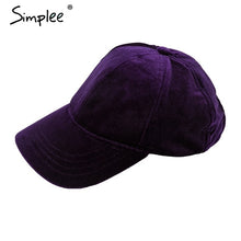 Load image into Gallery viewer, Simplee fashion 2018 soft velvet baseball caps Casual golf outdoor travel trucker hat Autumn winter women leisure hat caps