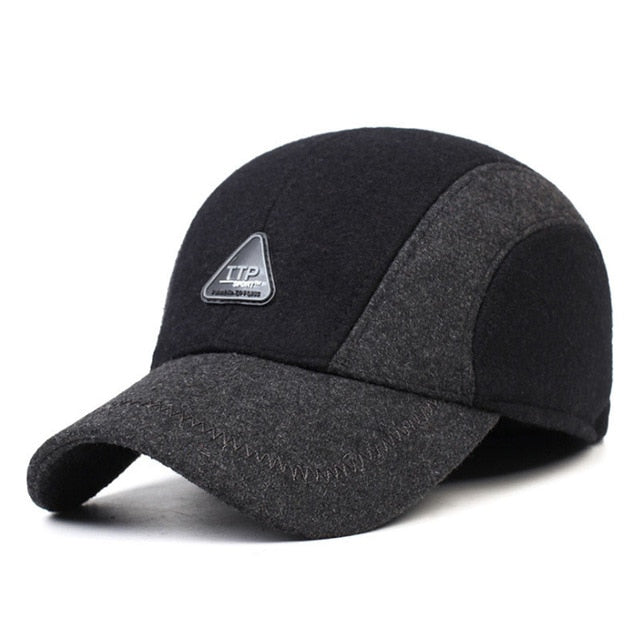 [AETRENDS] Wool Cap Ears Mens Baseball Caps Russia Winter Festival Brand Man Hat Sport Polo Golf Band Hats Bone Trucker Z-5003