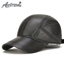 Load image into Gallery viewer, [AETRENDS] Sheepskin Leather Cap Winter Hats for Men Genuine Leather Baseball Cap with Ears Dad Hat Trucker Hat Casquette Z-5295