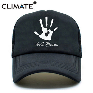 CLIMATE The Elder Scrolls Cap Skyrim Dark Trucker Cap Brotherhood We Know Hand Cool Summer Baseball Net Trucker Caps Hat For Men