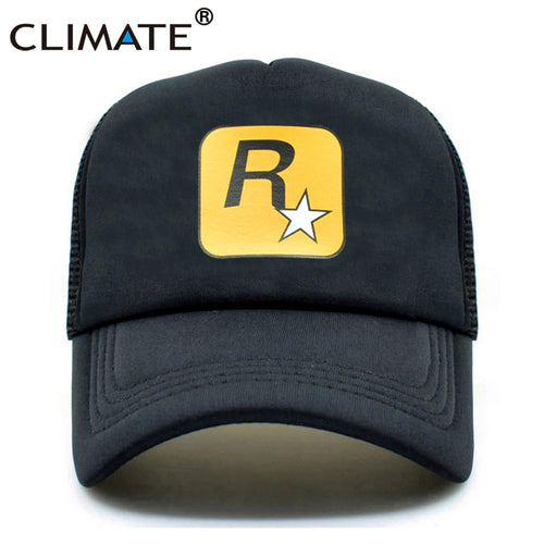 CLIMATE Men Trucker Caps Hat Men Auto Car 5 Game Fans Caps Hat Summer Cool Black Baseball Mesh Net Trucker Caps Hat for Men Gift