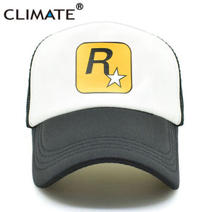 CLIMATE Men Trucker Caps Hat Men Auto Car 5 Game Fans Caps Hat Summer Cool Black Baseball Mesh Net Trucker Caps Hat for Men Gift