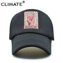 Load image into Gallery viewer, CLIMATE Men Rock Metal Caps Mesh Hat Rock and Roll Music Defqon.1 Black Cool Summer Baseball Cap Black Net Trucker Caps Hat