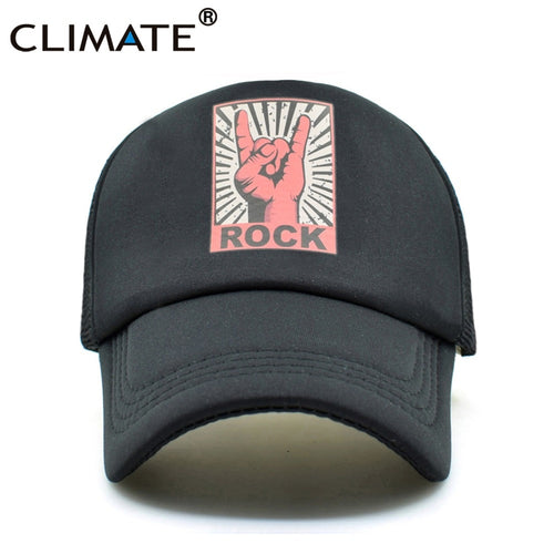 CLIMATE Men Rock Metal Caps Mesh Hat Rock and Roll Music Defqon.1 Black Cool Summer Baseball Cap Black Net Trucker Caps Hat