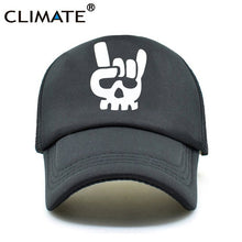 Load image into Gallery viewer, CLIMATE Men Rock Metal Caps Mesh Hat Rock and Roll Music Defqon.1 Black Cool Summer Baseball Cap Black Net Trucker Caps Hat