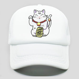 CLIMATE Fortune Cat Trucker Caps Hat Women Men Lucky Cute Cat Hip Hop Summer Caps Lovely Cat Mesh Baseball Cap Hat Girl Youth