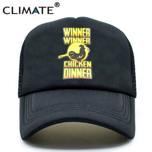CLIMATE Men game Trucker Mesh Caps Hat Summer Cool Black Mesh Caps Winner Winner Chicken Dinner Baseball Net Trucker Caps Hat