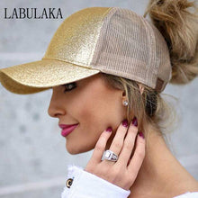 Load image into Gallery viewer, New 2018 Women Ponytail Baseball Cap Messy Bun Dad Hats Summer Snapback Mesh Trucker Hat Casual Girls Hip Hop Adjustable Caps